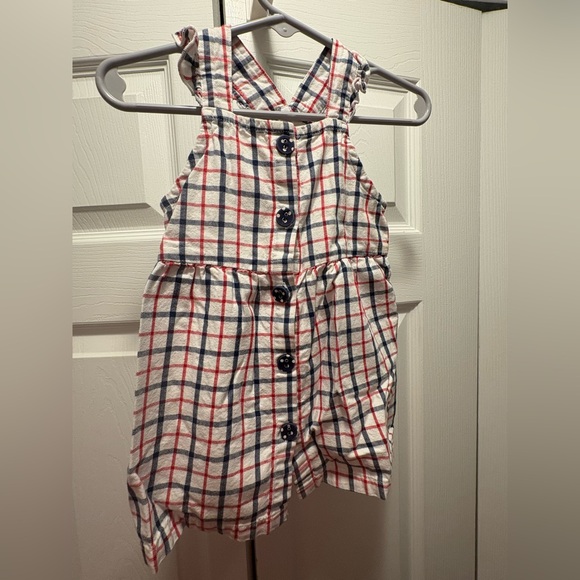 Red and Blue Ruffled Buttoned Sundress - Picture 4 of 4